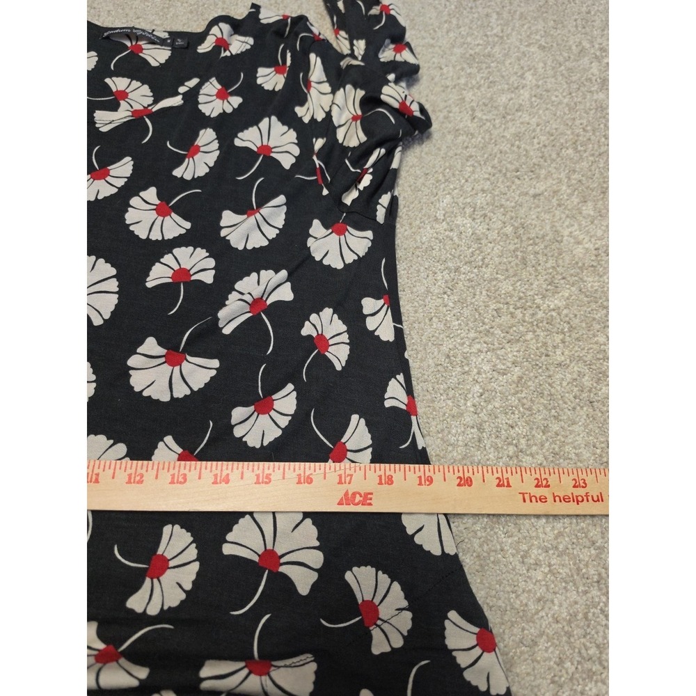 GUDRUN SJODEN Black Floral Relaxed Long Sleeve Blouson Midi Dress Size M - Picture 6 of 8